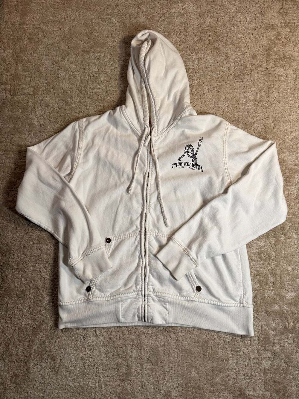 True Religion Brand Jeans Skeleton Buddha World Tour Zip-Up Hoodie